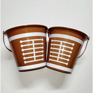 Lot Of 2 Football Plastic Bucket Easter Holiday Basket Sports Pail NWOT